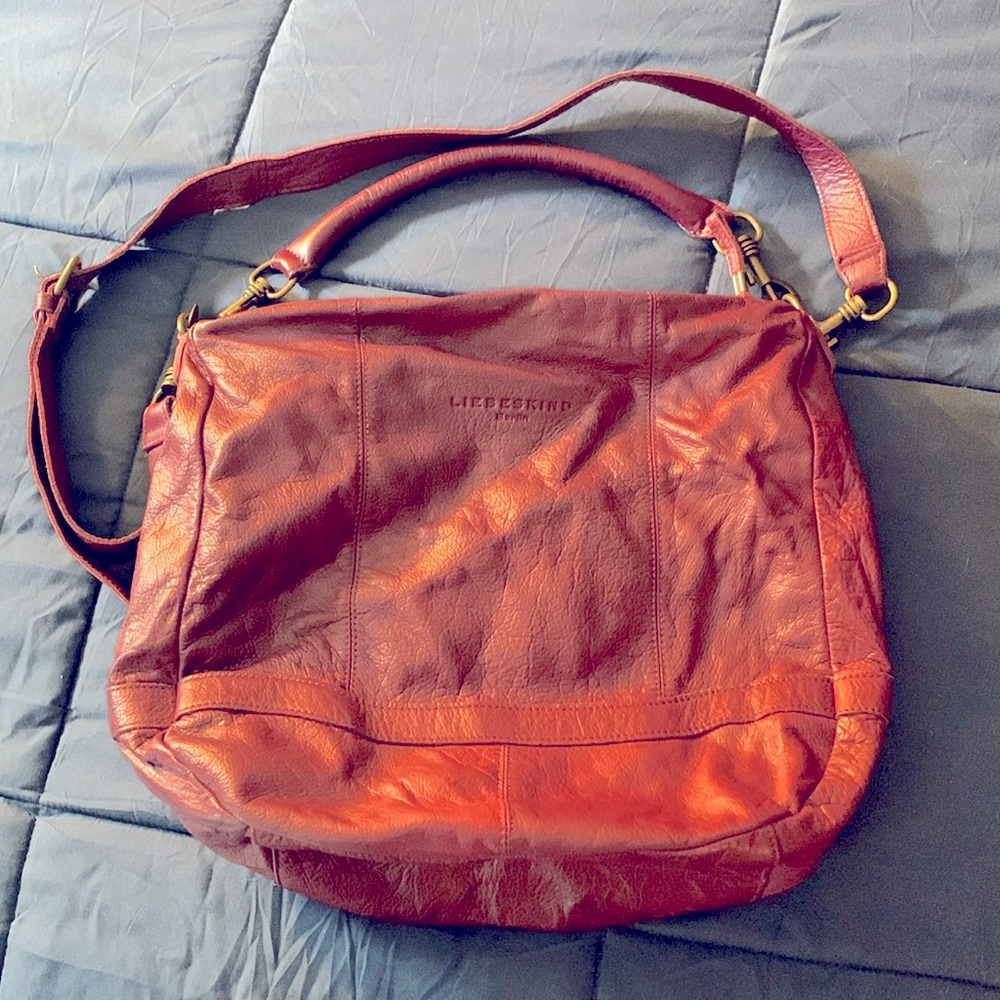 Liebeskind Berlin Burgundy leather shoulder or crossbody bag removable straps